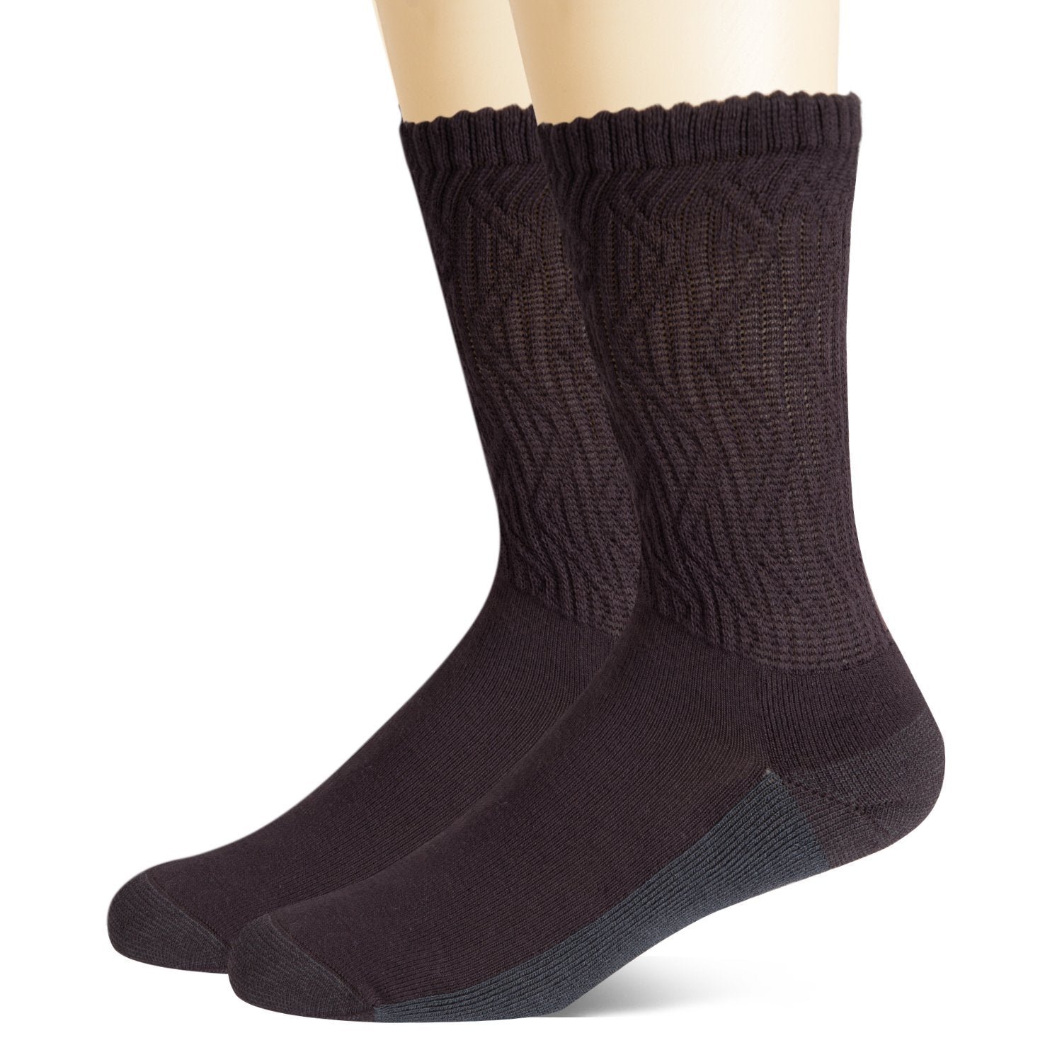 Non-Binding Bamboo Moisture Wicking Cushion Crew/Dress Socks Seamless Toe (2 Pairs) - Image 11