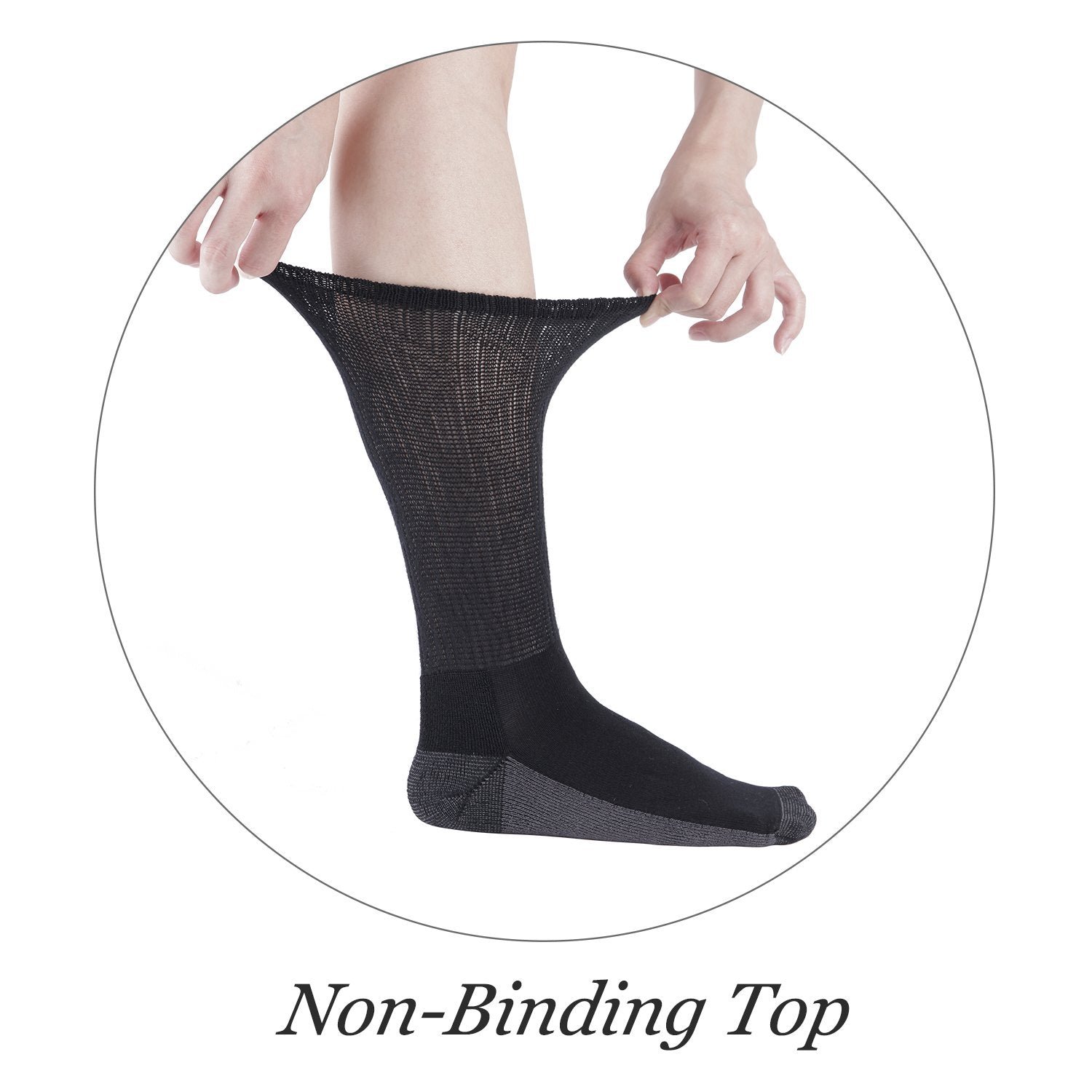 Non-Binding Bamboo Moisture Wicking Cushion Crew/Dress Socks Seamless Toe (2 Pairs) - Image 40