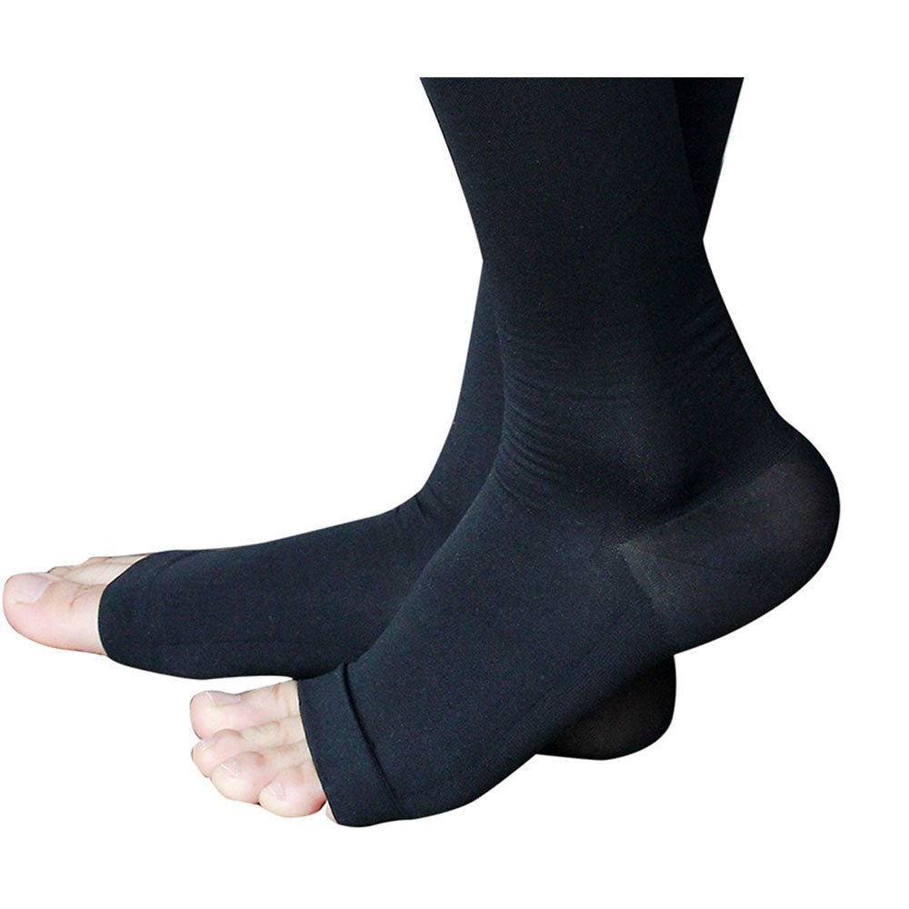23-32mmHg Microfiber Opaque Compression Stockings Open-Toe Firm Support - Image 5
