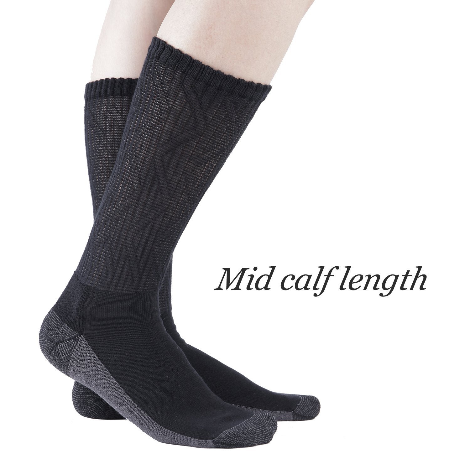 Non-Binding Bamboo Moisture Wicking Cushion Crew/Dress Socks Seamless Toe (2 Pairs) - Image 38