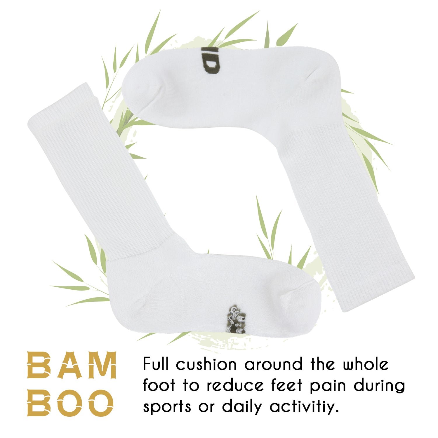 Soft Wicking Bamboo Full Cushion Crew Socks (2 Pairs) - Image 2