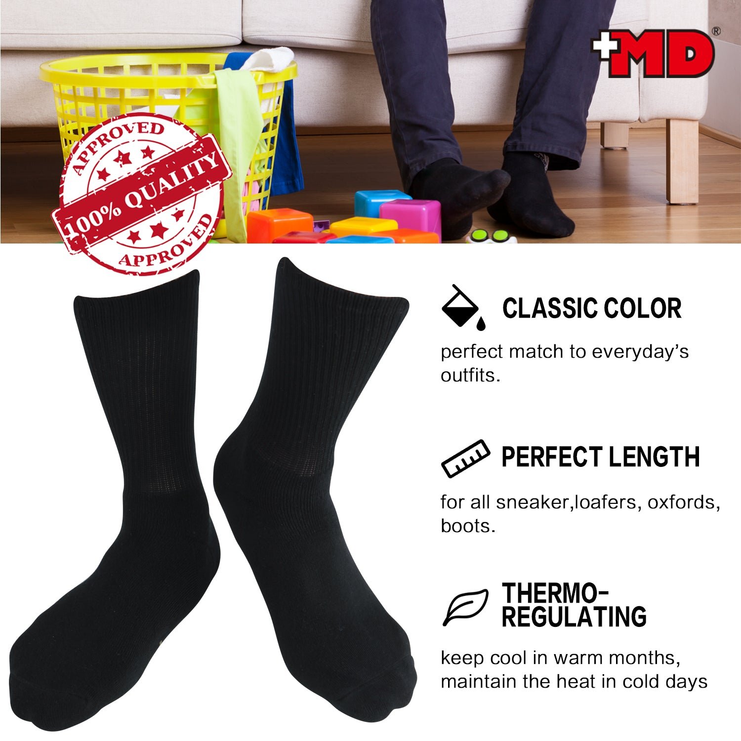 Soft Wicking Bamboo Full Cushion Crew Socks (2 Pairs) - Image 10