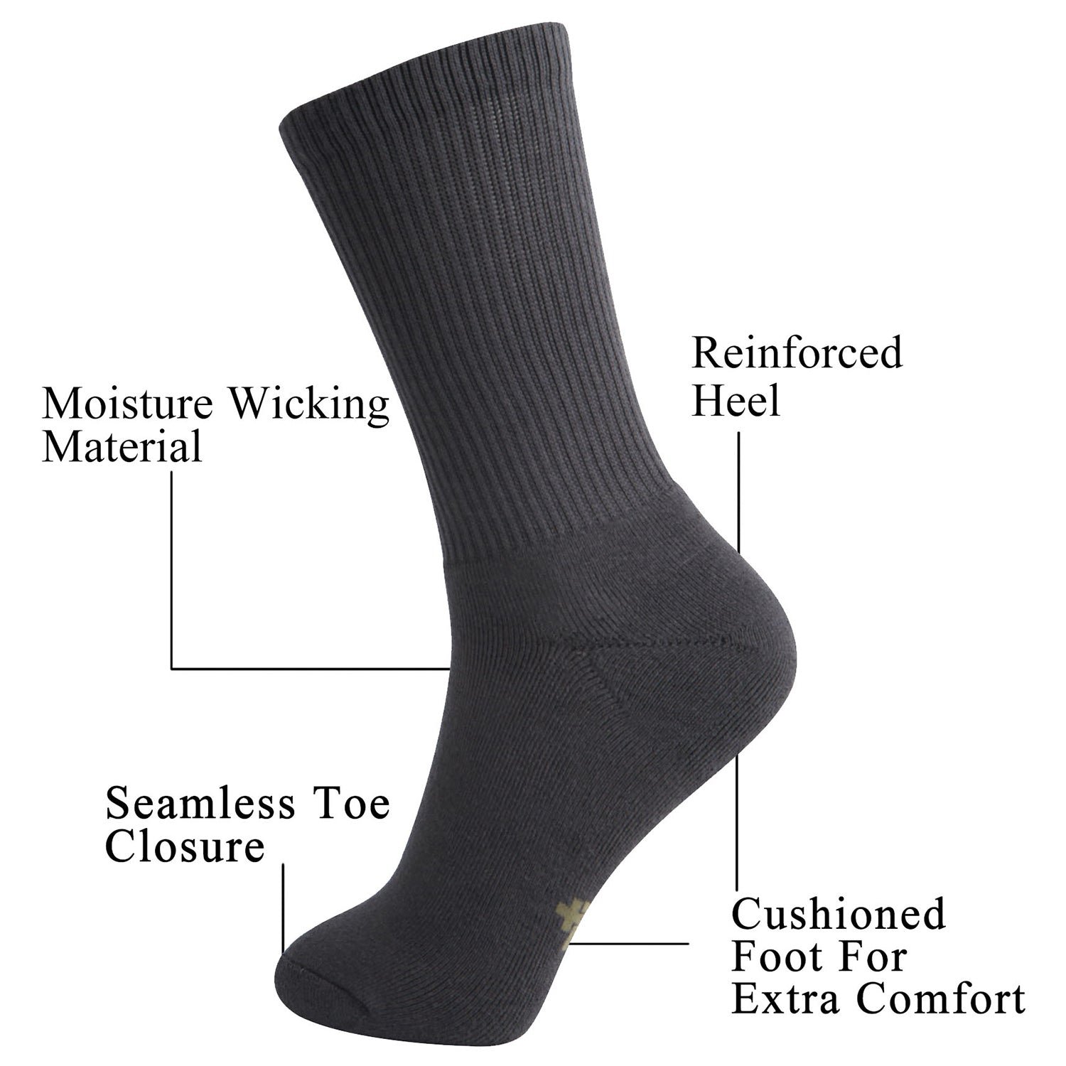 Soft Wicking Bamboo Full Cushion Crew Socks (2 Pairs) - Image 16