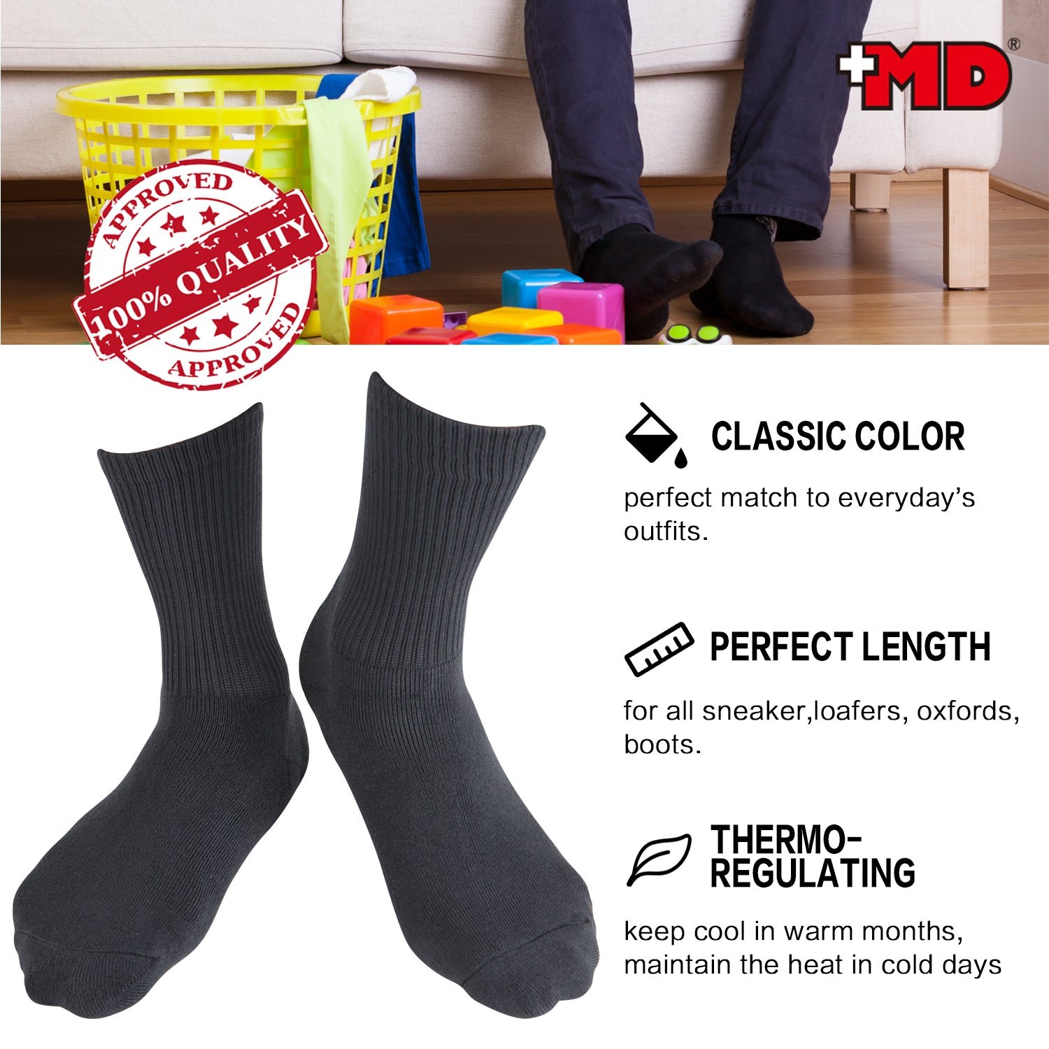 Soft Wicking Bamboo Full Cushion Crew Socks (2 Pairs) - Image 17