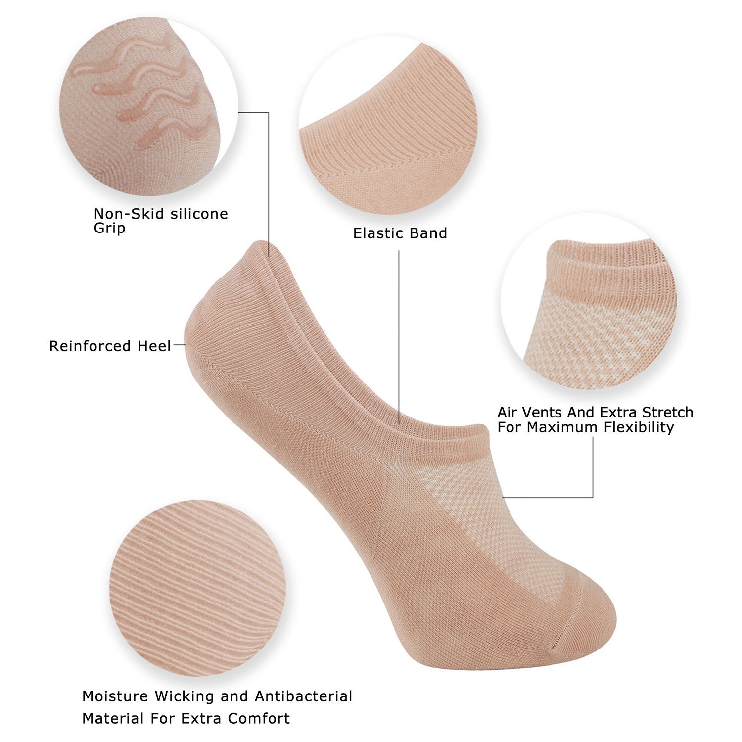 Wicking No Show Bamboo Socks Non Slip - Image 2