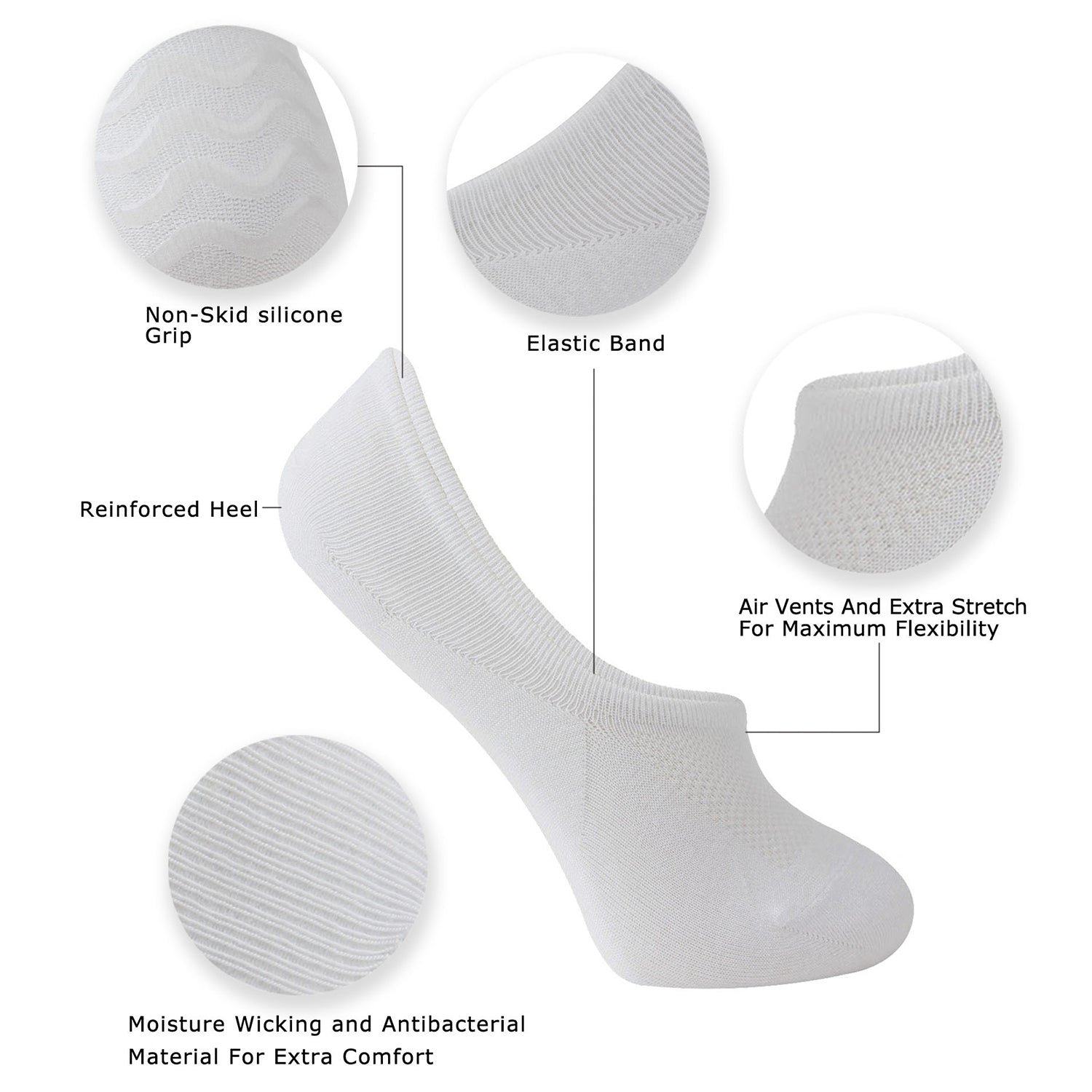 Wicking No Show Bamboo Socks Non Slip - Image 5