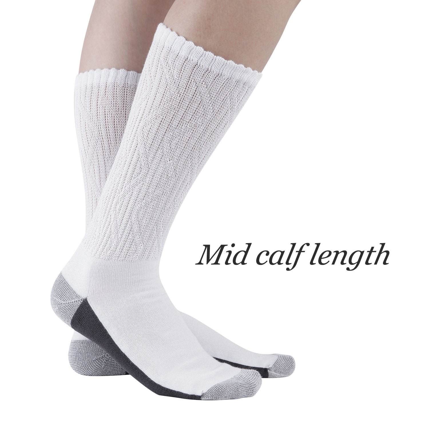 Non-Binding Bamboo Moisture Wicking Cushion Crew/Dress Socks Seamless Toe (2 Pairs) - Image 27