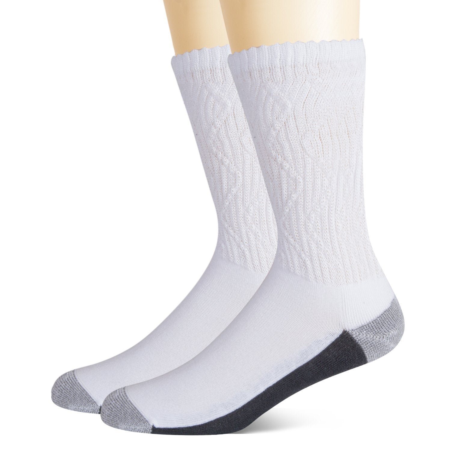 Non-Binding Bamboo Moisture Wicking Cushion Crew/Dress Socks Seamless Toe (2 Pairs) - Image 24