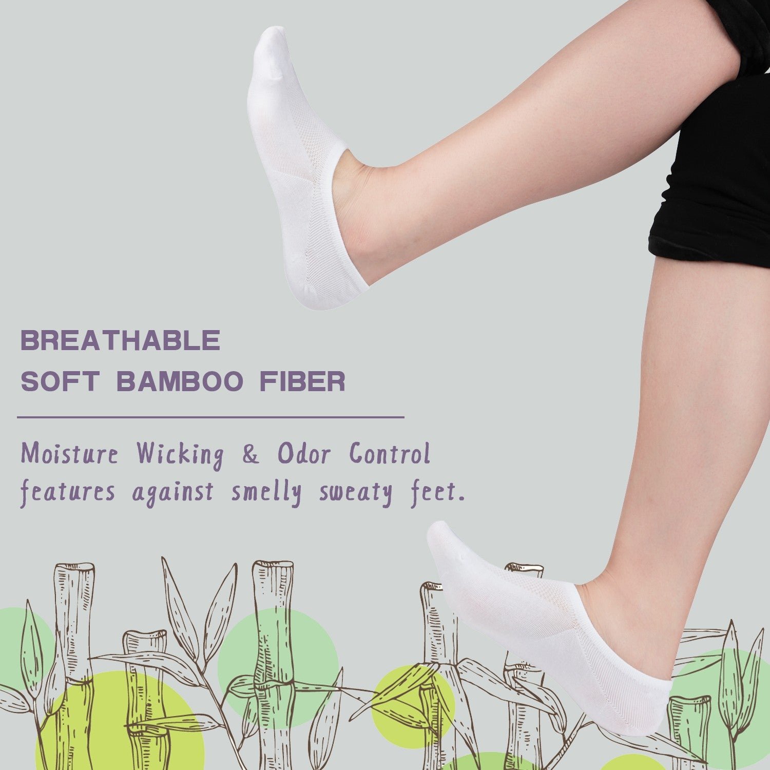Wicking No Show Bamboo Socks Non Slip - Image 27
