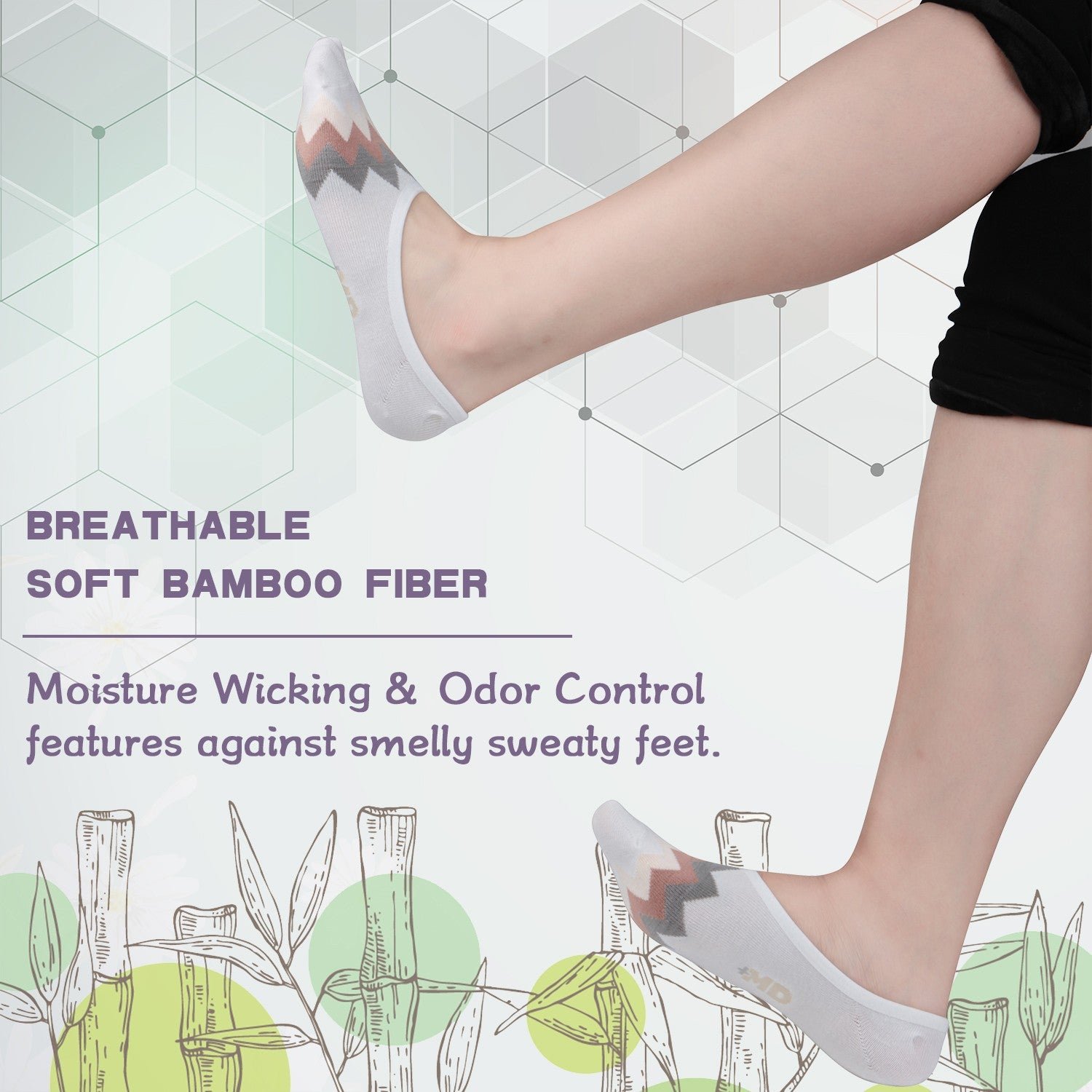 Bamboo Anti-Odor No Show Liner Invisible Socks - Image 2