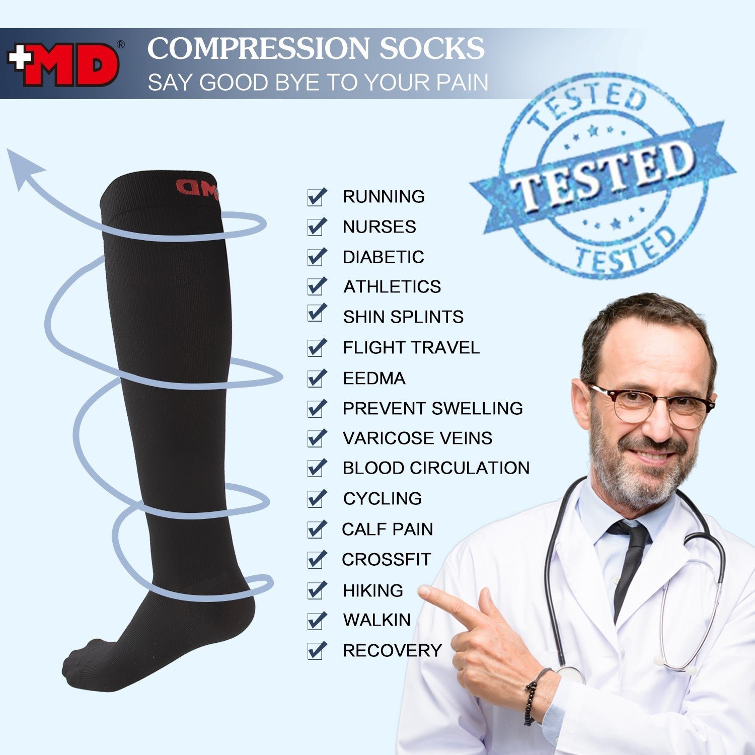 8-15mmHg Knee High Microfiber Compression Socks - Image 6