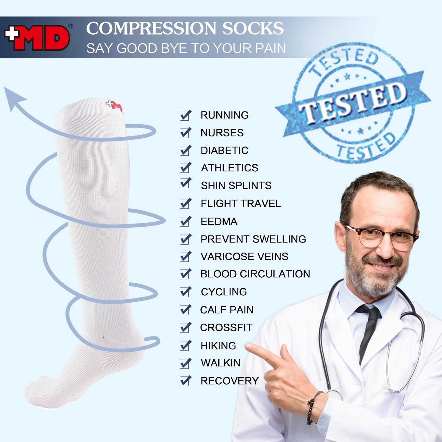 8-15mmHg Knee High Microfiber Compression Socks - Image 17