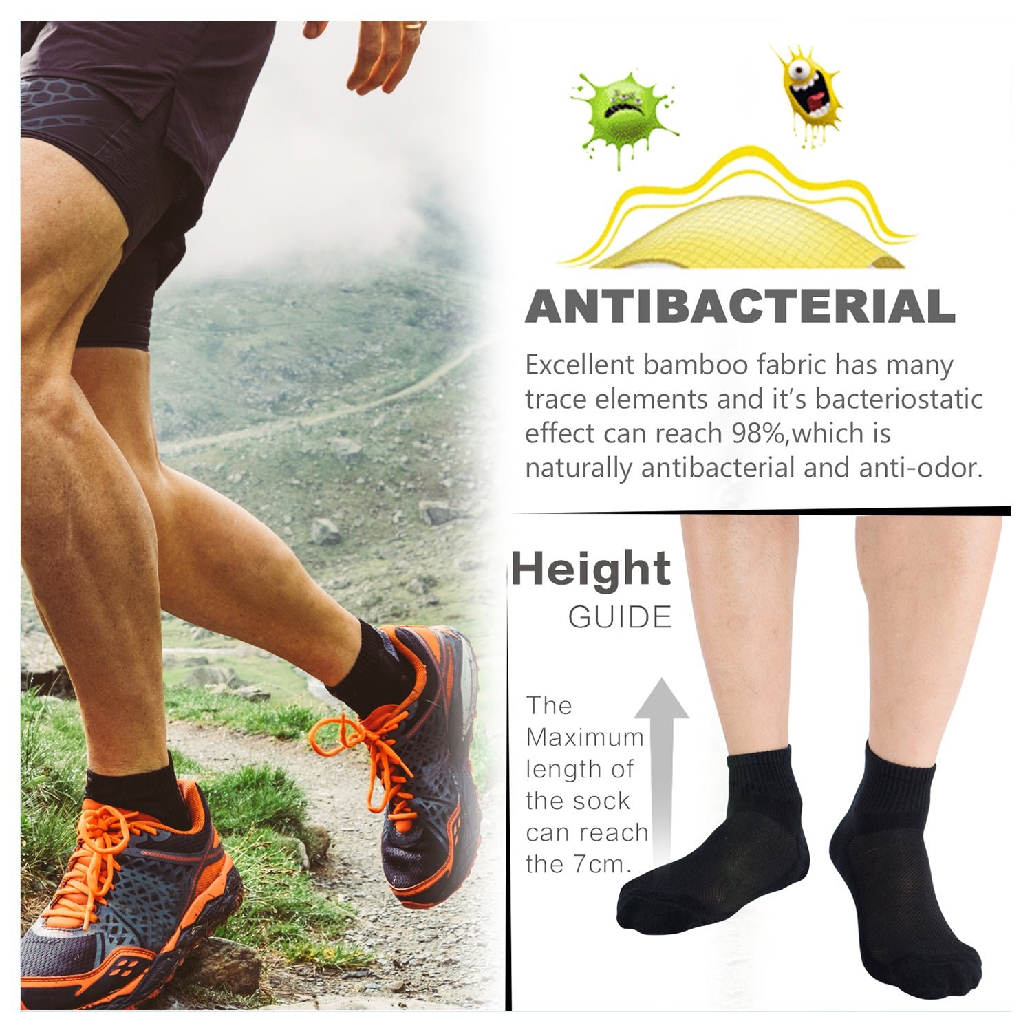 Antibacterial Bamboo Socks Ankle (2 Pairs) - Image 6
