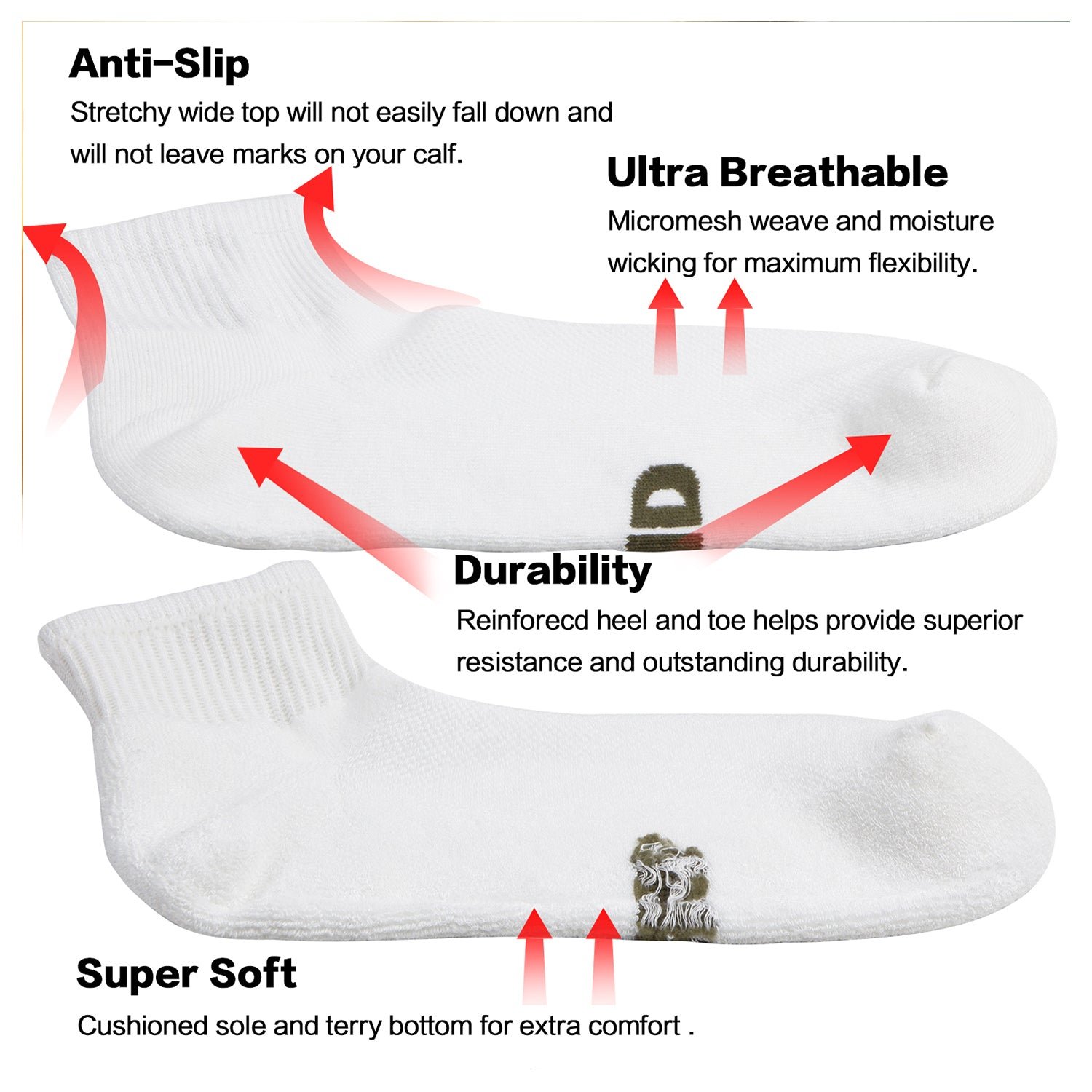 Antibacterial Bamboo Socks Ankle (2 Pairs) - Image 12