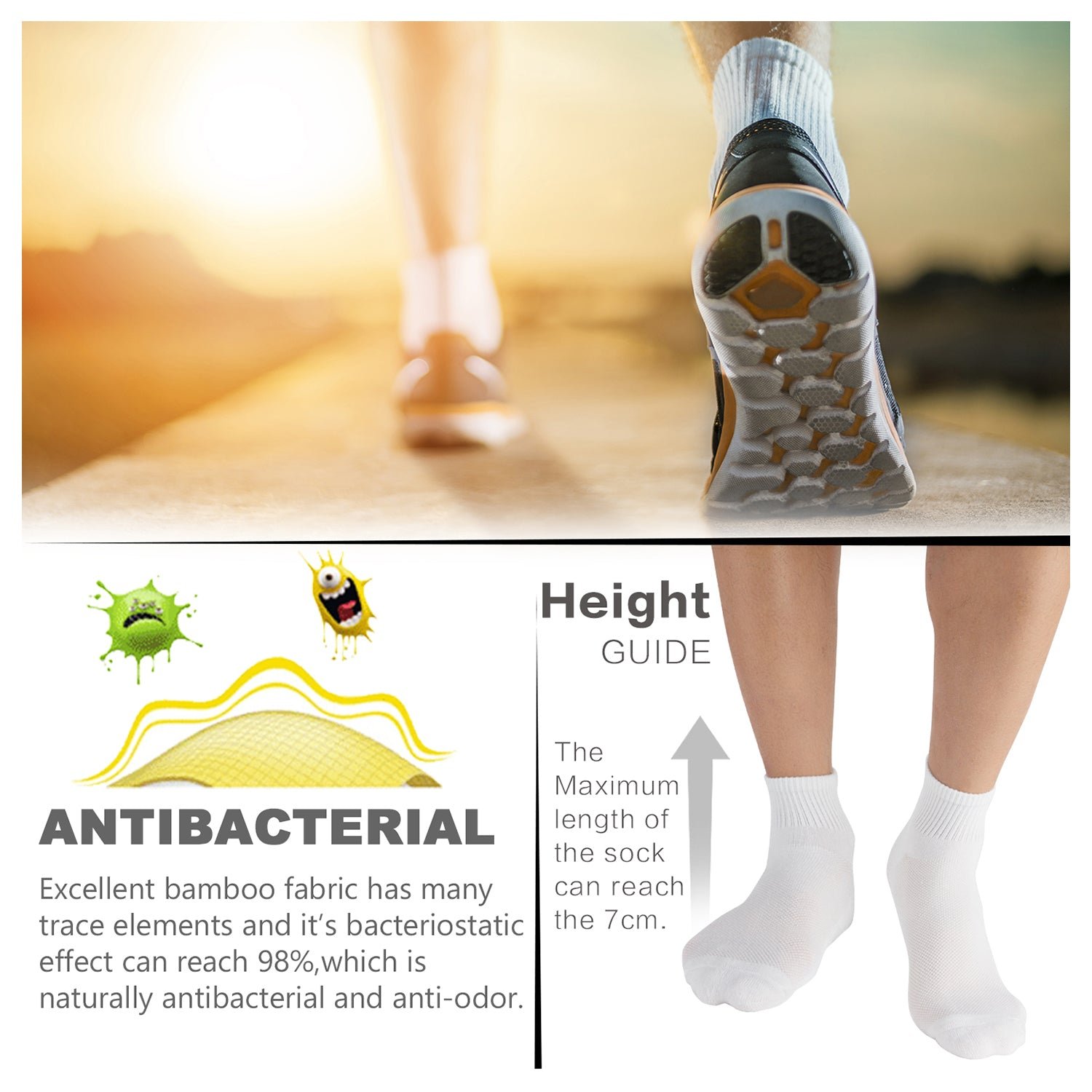 Antibacterial Bamboo Socks Ankle (2 Pairs) - Image 13