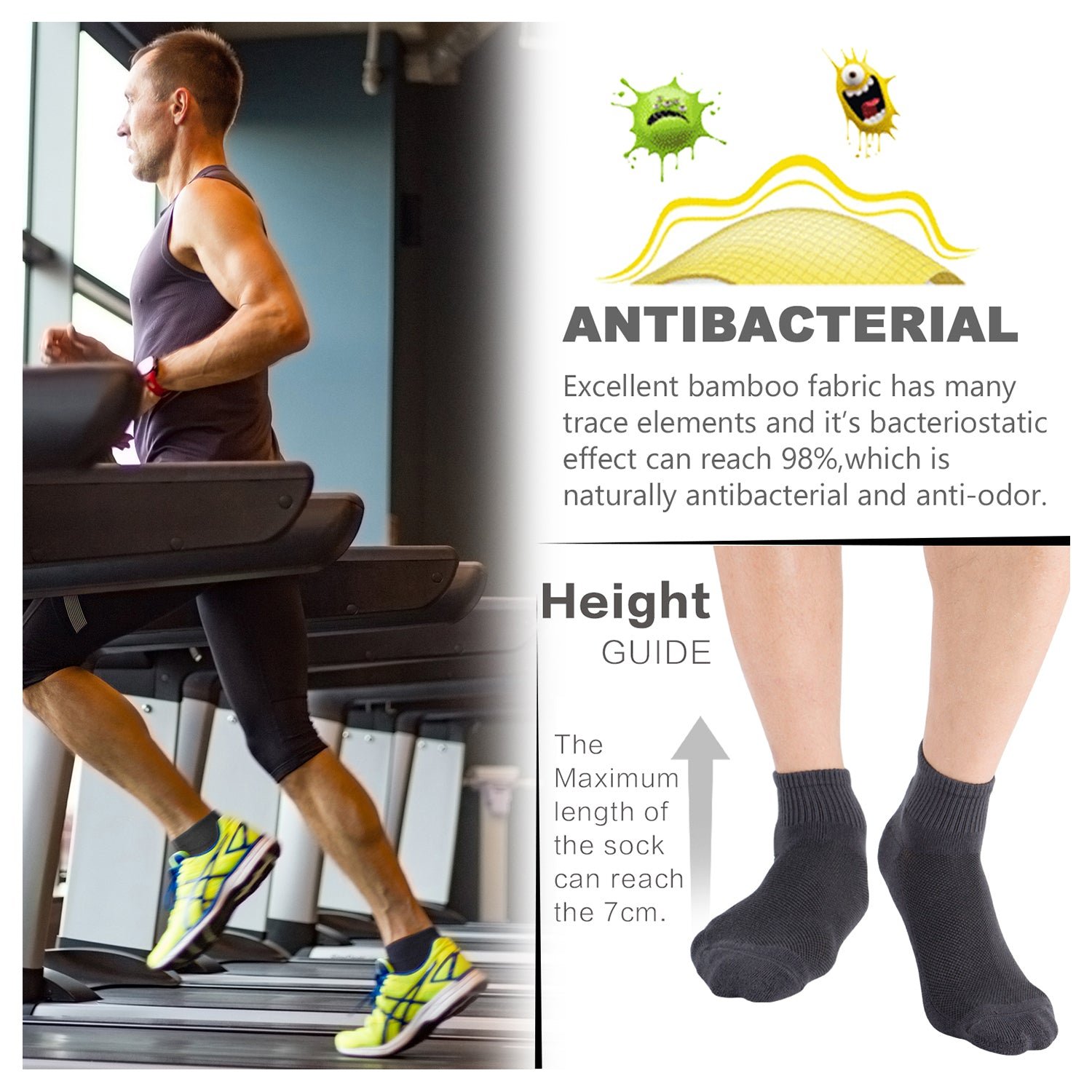 Antibacterial Bamboo Socks Ankle (2 Pairs) - Image 19