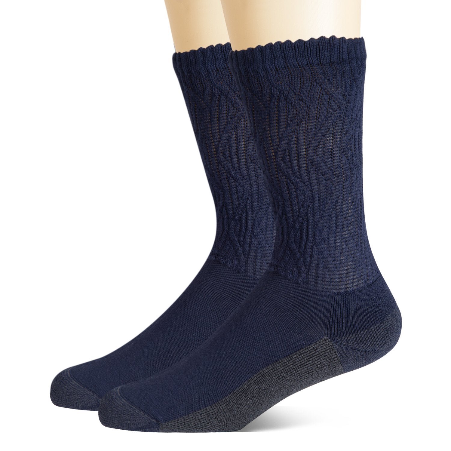 Non-Binding Bamboo Moisture Wicking Cushion Crew/Dress Socks Seamless Toe (2 Pairs)