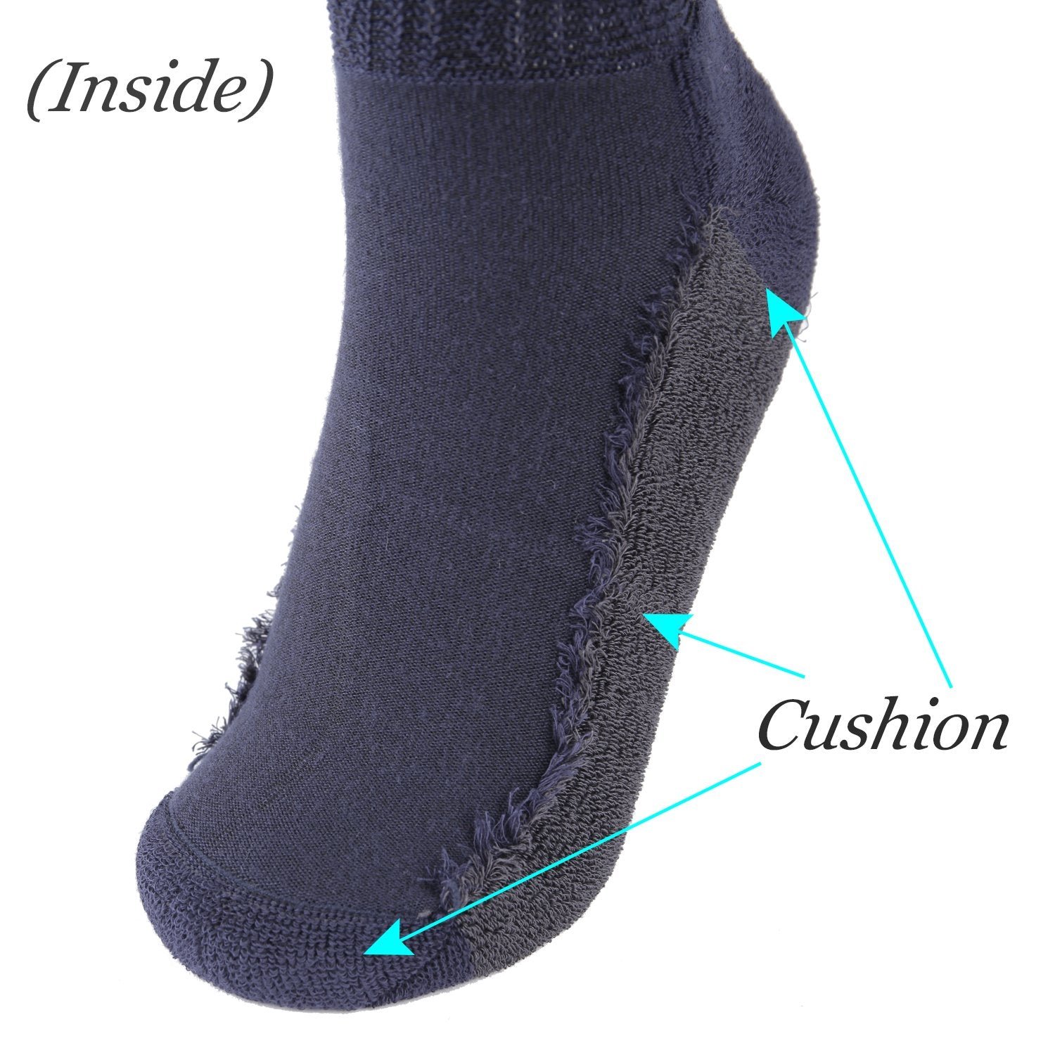 Non-Binding Bamboo Moisture Wicking Cushion Crew/Dress Socks Seamless Toe (2 Pairs) - Image 8