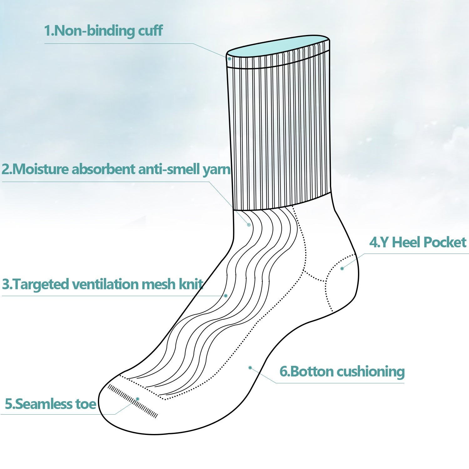 Cotton Non-Binding Crew Dress Socks with Cushion Sole (2 Pairs) - Image 5
