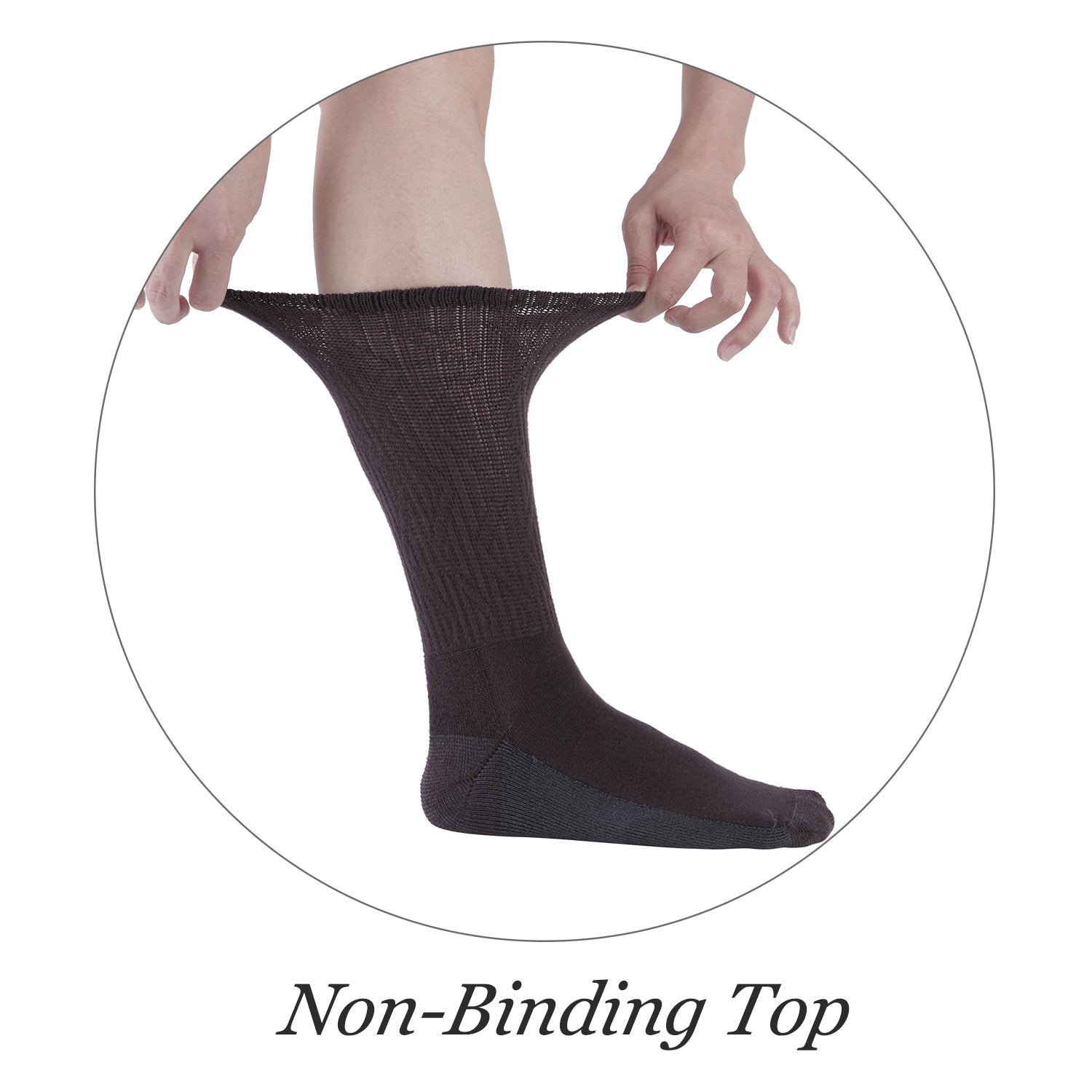 Non-Binding Bamboo Moisture Wicking Cushion Crew/Dress Socks Seamless Toe (2 Pairs) - Image 16