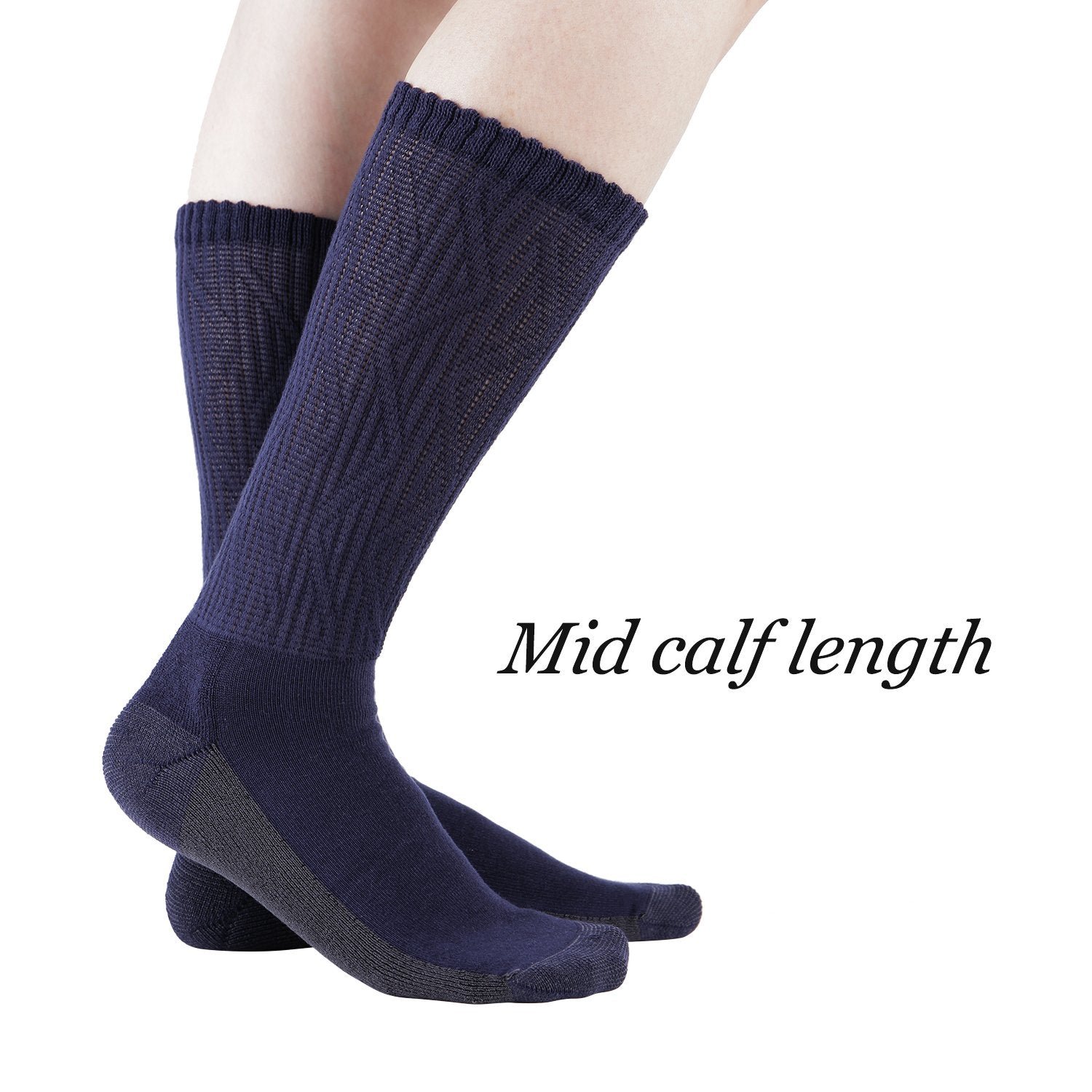 Non-Binding Bamboo Moisture Wicking Cushion Crew/Dress Socks Seamless Toe (2 Pairs) - Image 6