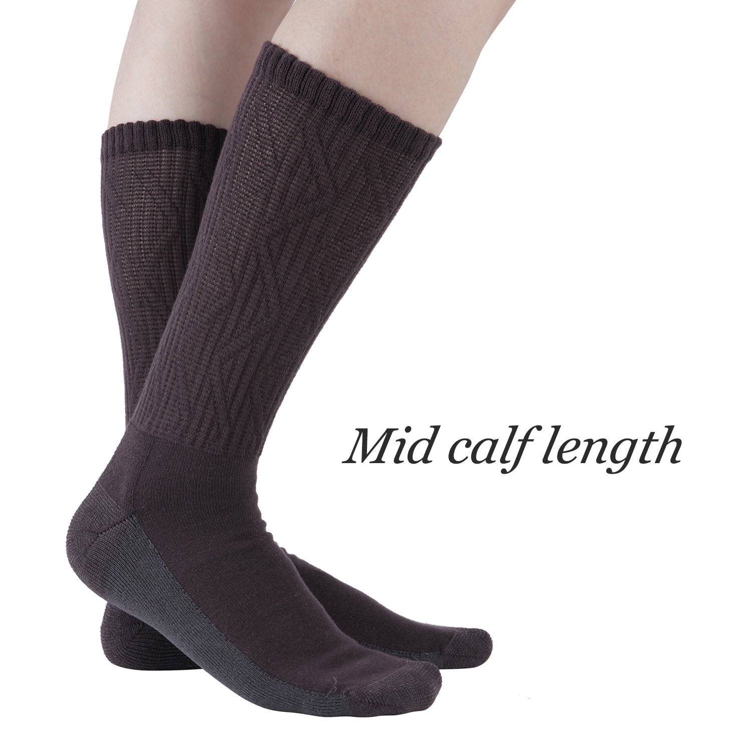 Non-Binding Bamboo Moisture Wicking Cushion Crew/Dress Socks Seamless Toe (2 Pairs) - Image 15