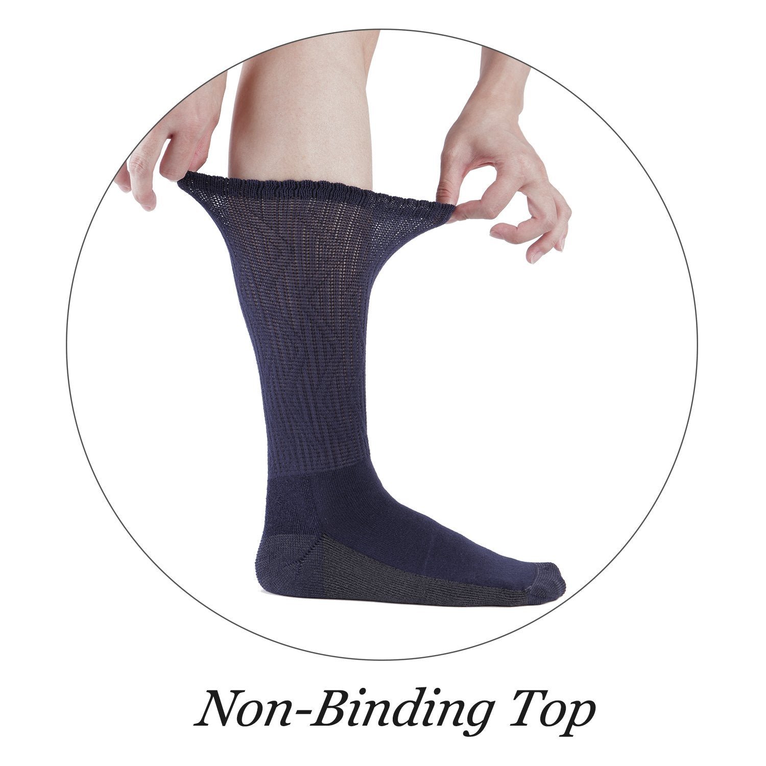 Non-Binding Bamboo Moisture Wicking Cushion Crew/Dress Socks Seamless Toe (2 Pairs) - Image 7