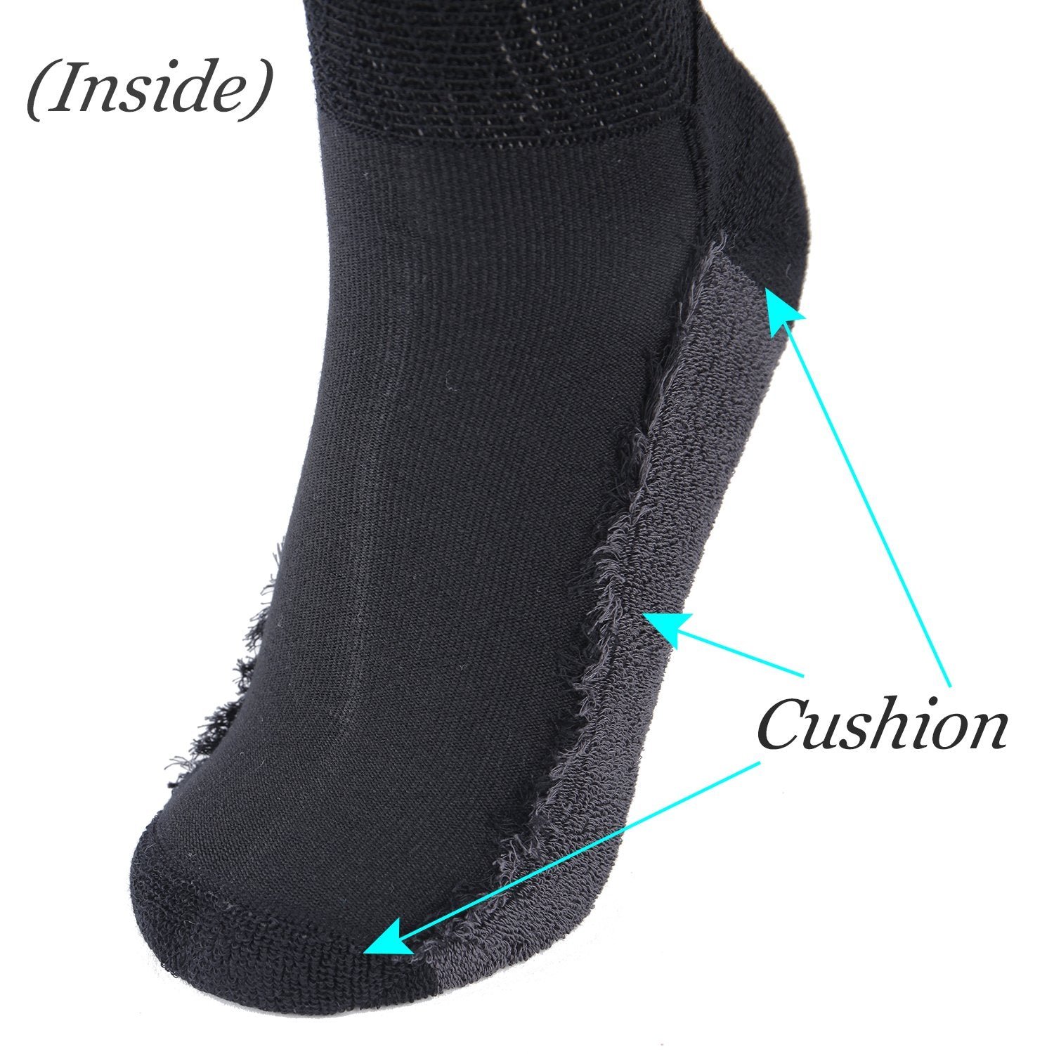 Non-Binding Bamboo Moisture Wicking Cushion Crew/Dress Socks Seamless Toe (2 Pairs) - Image 45