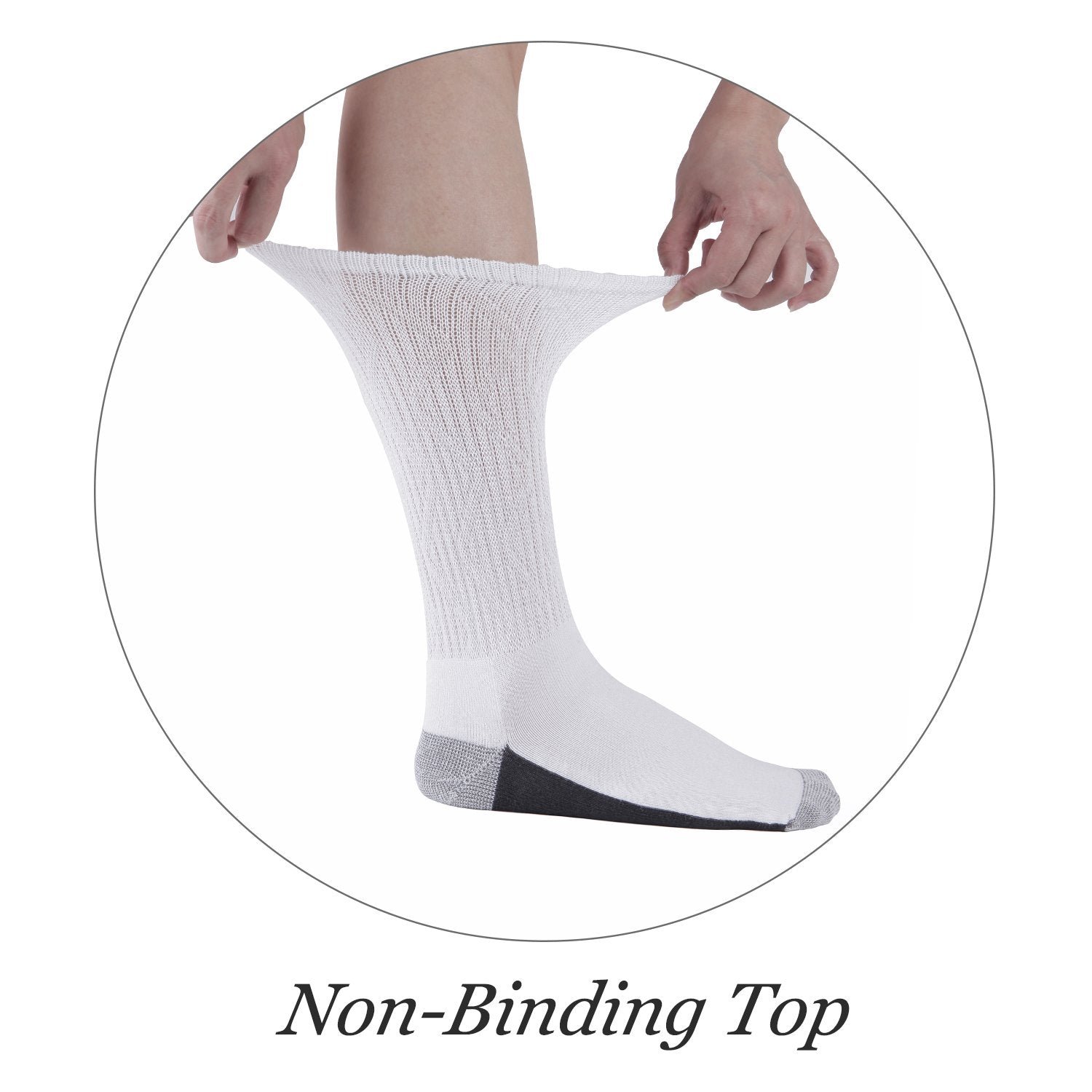 Non-Binding Bamboo Moisture Wicking Cushion Crew/Dress Socks Seamless Toe (2 Pairs) - Image 29