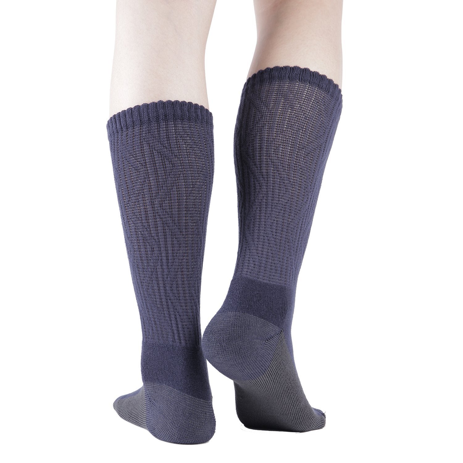 Non-Binding Bamboo Moisture Wicking Cushion Crew/Dress Socks Seamless Toe (2 Pairs) - Image 3
