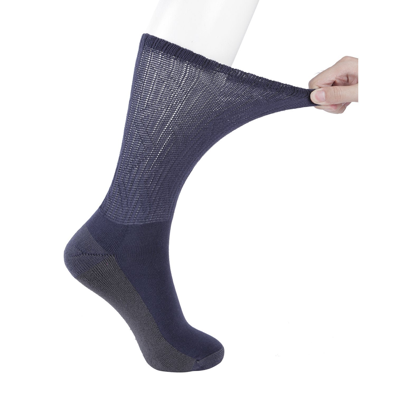 Non-Binding Bamboo Moisture Wicking Cushion Crew/Dress Socks Seamless Toe (2 Pairs) - Image 4